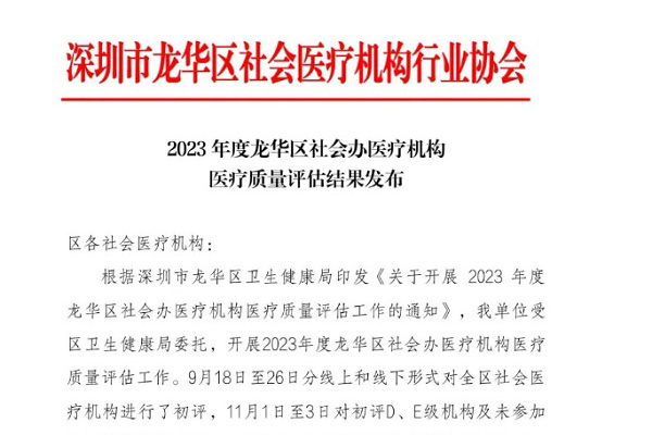 希玛爱康健雅健口腔门诊获评2023年度医疗质量A级单位！